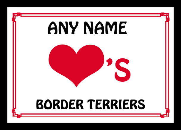 Love Heart Border Terriers Personalised Placemat