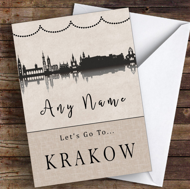 Surprise Let's Go To Krakow Personalised Greetings Card