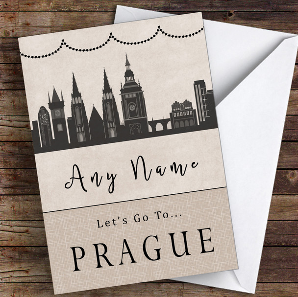 Surprise Let's Go To Prague Personalised Greetings Card