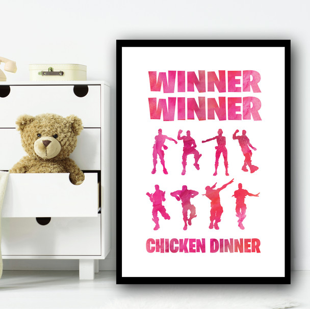 Set Fortnite Dancers Pink Children's Nursery Bedroom Wall Art Print