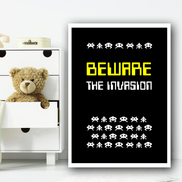 Space Invaders 2 Children's Nursery Bedroom Wall Art Print