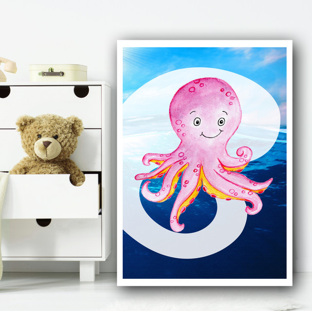 Under The Sea Octopus Children's Nursery Bedroom Wall Art Print