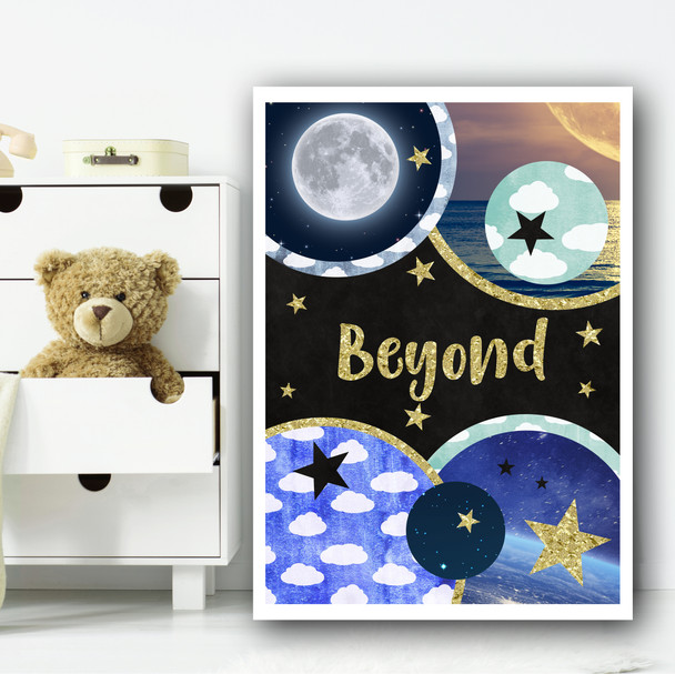 Universe Imagery Beyond Children's Nursery Bedroom Wall Art Print