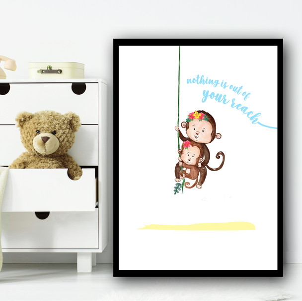 Zoo Monkeys Children's Nursery Bedroom Wall Art Print