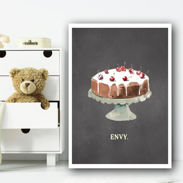 Envy Chalk Cake Children's Nursery Bedroom Wall Art Print