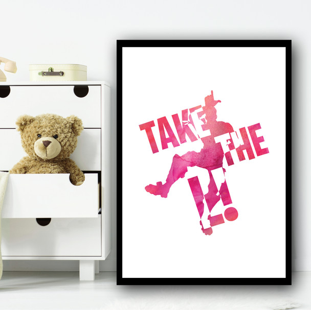 Fortnite Take The L Pink Children's Nursery Bedroom Wall Art Print