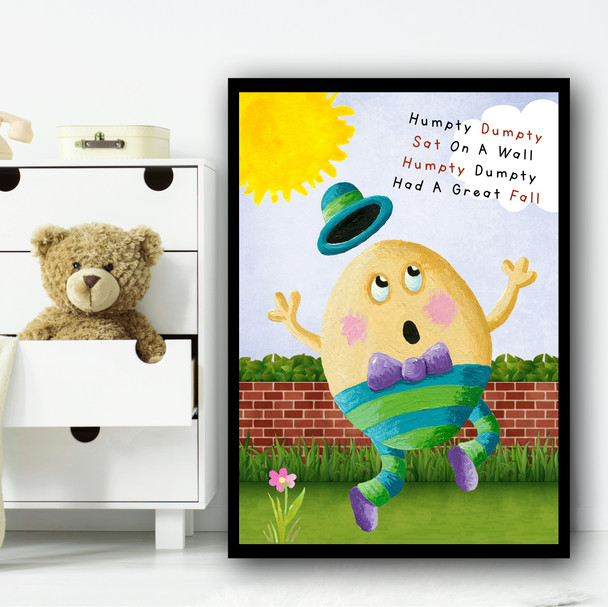 Humpty Dumpty Nursery Rhyme Children's Nursery Bedroom Wall Art Print