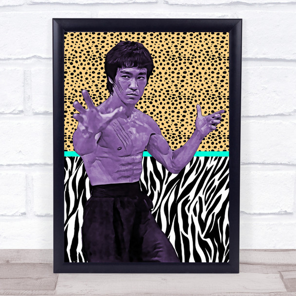Bruce Lee Animal Print Funky Framed Wall Art Print