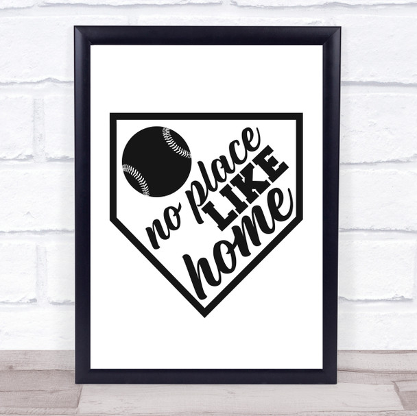 No Place Like Home Baseball Quote Typography Wall Art Print