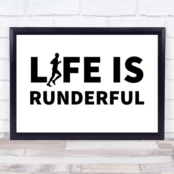 Running Life Is Runderful Male Quote Typography Wall Art Print