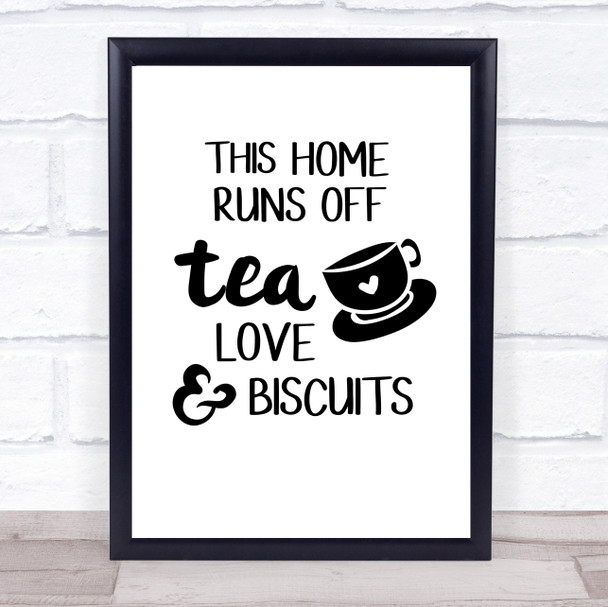 Tea Love & Biscuits Quote Typography Wall Art Print