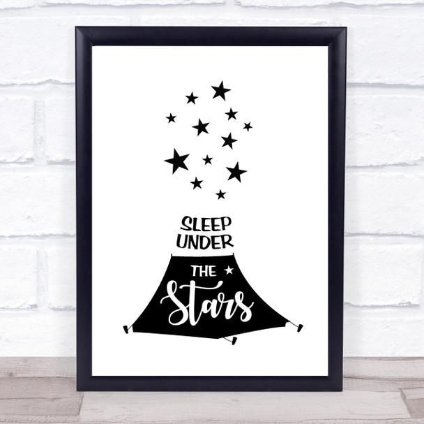 Tent Sleep Under The Stars Quote Typography Wall Art Print