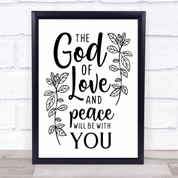 The God Of Love And Peace Be With You Quote Typography Wall Art Print