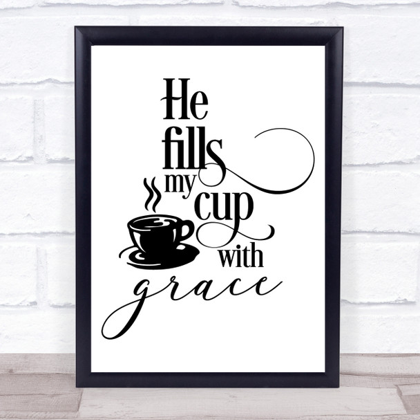 Christian Coffee Grace Quote Typography Wall Art Print