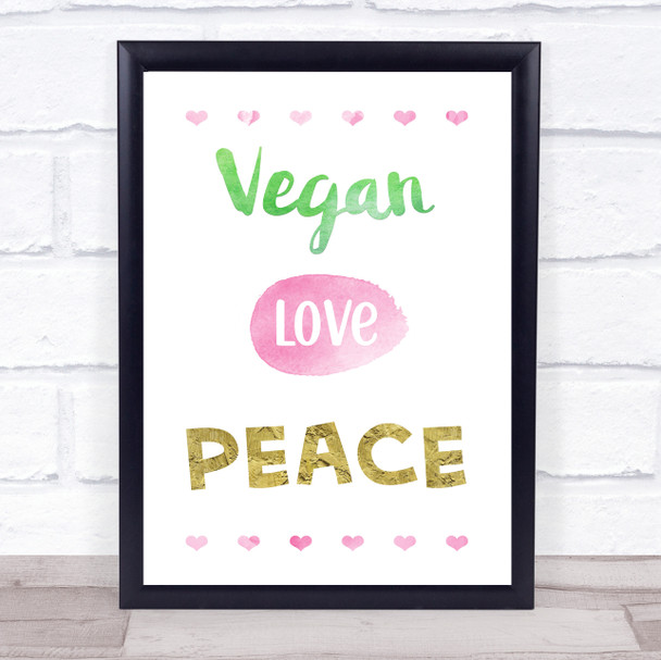 Vegan Love Peace Colour Style Quote Typography Wall Art Print