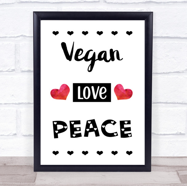 Vegan Love Peace Quote Typography Wall Art Print