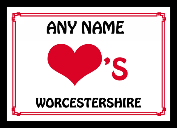 Love Heart Worcestershire Personalised Placemat
