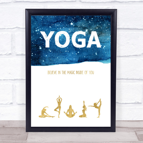 Yoga Night Sky Poses Quote Typography Wall Art Print