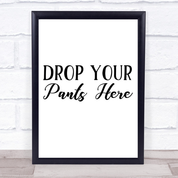 Funny Laundry Room Drop Pants Quote Typography Wall Art Print