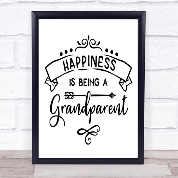 Happiness Is Being A Grandparent Quote Typography Wall Art Print