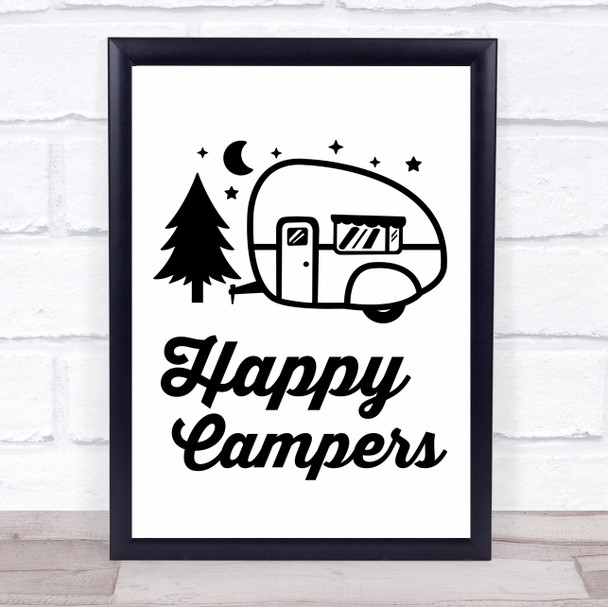 Happy Campers Caravan Quote Typography Wall Art Print