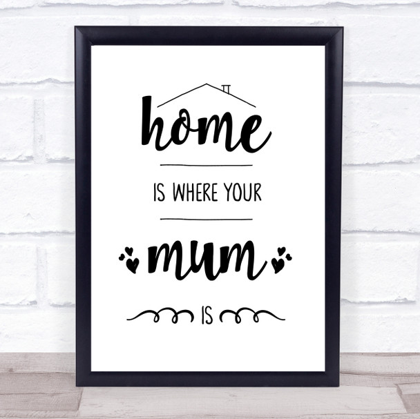 Home Is Where Your Mum Is Quote Typography Wall Art Print