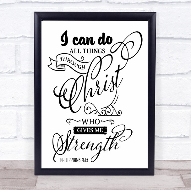 I Can Do All Things Through Christ Quote Typography Wall Art Print