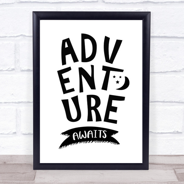 Adventure Awaits Quote Typography Wall Art Print