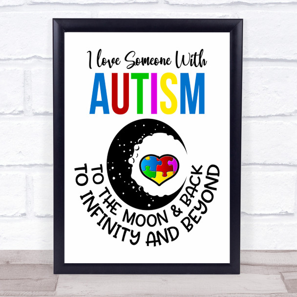 I Love Someone With Autism Quote Typography Wall Art Print