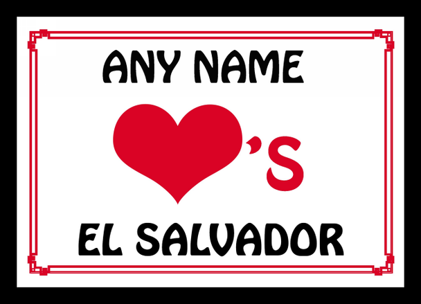 Love Heart El Salvador Personalised Placemat
