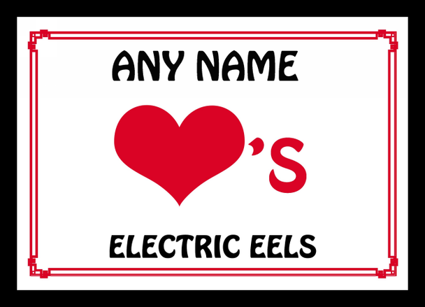 Love Heart Electric Eels Personalised Placemat