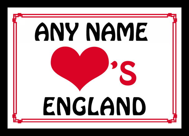 Love Heart England Personalised Placemat