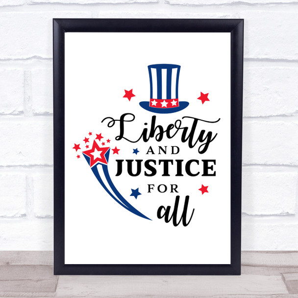 July 14th Liberty Justice For All Quote Typography Wall Art Print