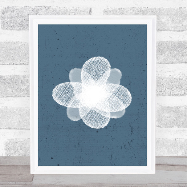 Musky Blue Floral Lace Framed Wall Art Print