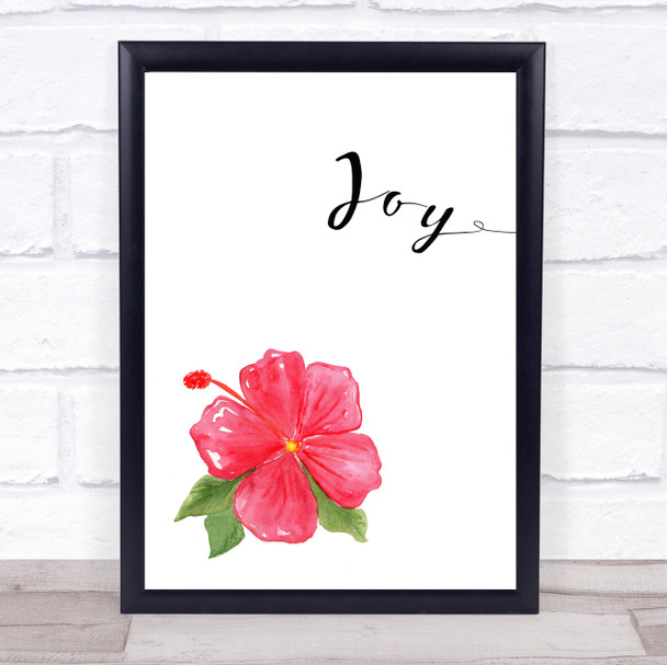 Pink Floral Simple Joy Framed Wall Art Print