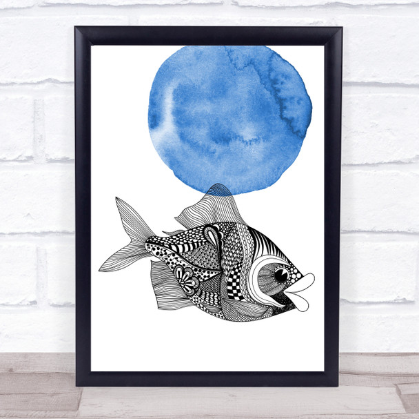 Zentangle Ocean Watercolour Fish Framed Wall Art Print