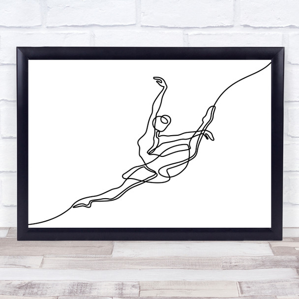 Black & White Line Art Ballerina Ballet Dancer Decorative Wall Art Print