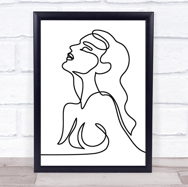 Black & White Line Art Nude Naked Lady Top Decorative Wall Art Print