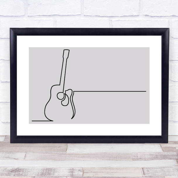 Block Colour Line Art Acoustic Guitar Decorative Wall Art Print