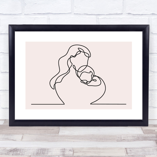 Block Colour Line Art Mother And Baby Decorative Wall Art Print