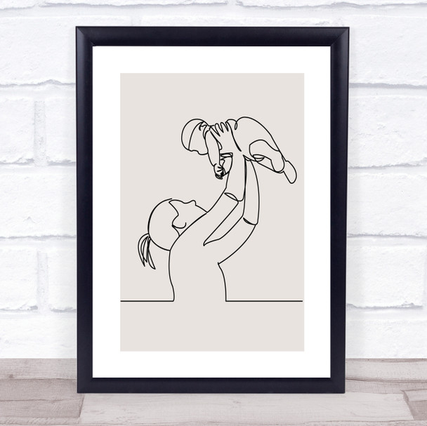 Block Colour Line Art Mother & Baby Decorative Wall Art Print