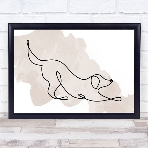 Watercolour Line Art Stretching Dog Decorative Wall Art Print