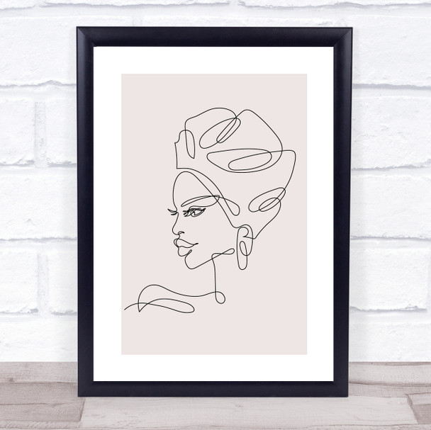 Block Colour Line Art African Lady Decorative Wall Art Print