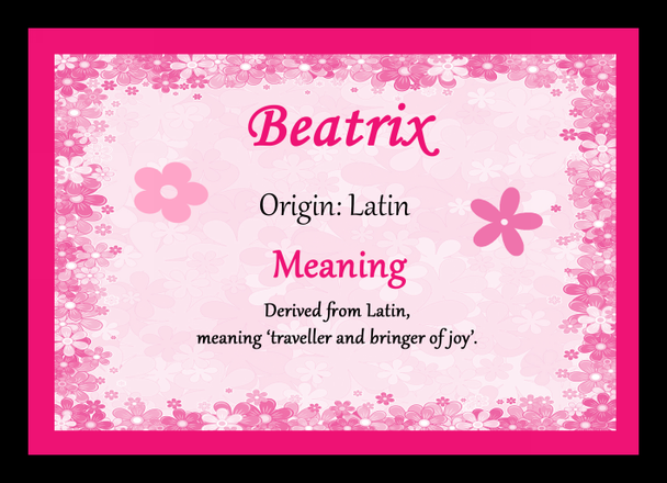 Beatrix Personalised Name Meaning Placemat