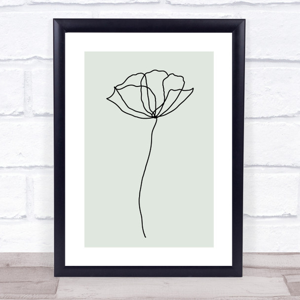 Block Colour Line Art Poppy Flower Decorative Wall Art Print