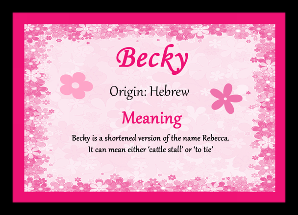 Becky Personalised Name Meaning Placemat