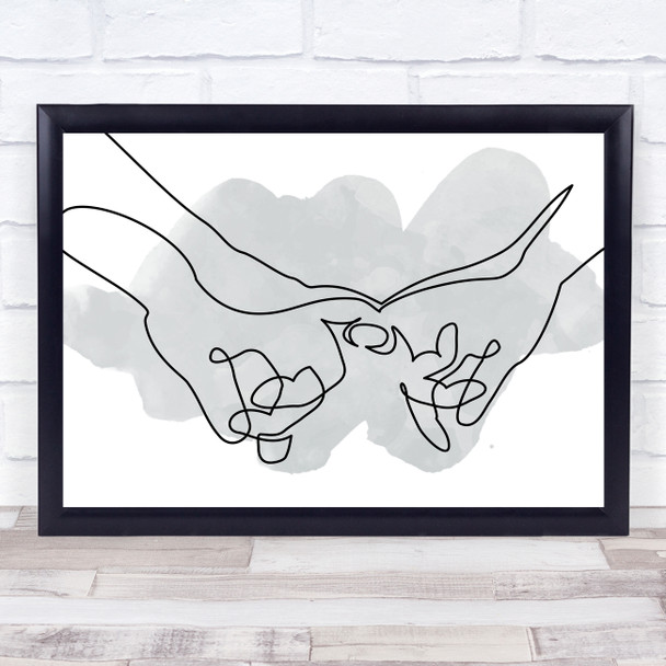 Watercolour Line Art Holding Hands Decorative Wall Art Print