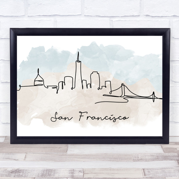 Watercolour Line Art San Francisco Decorative Wall Art Print