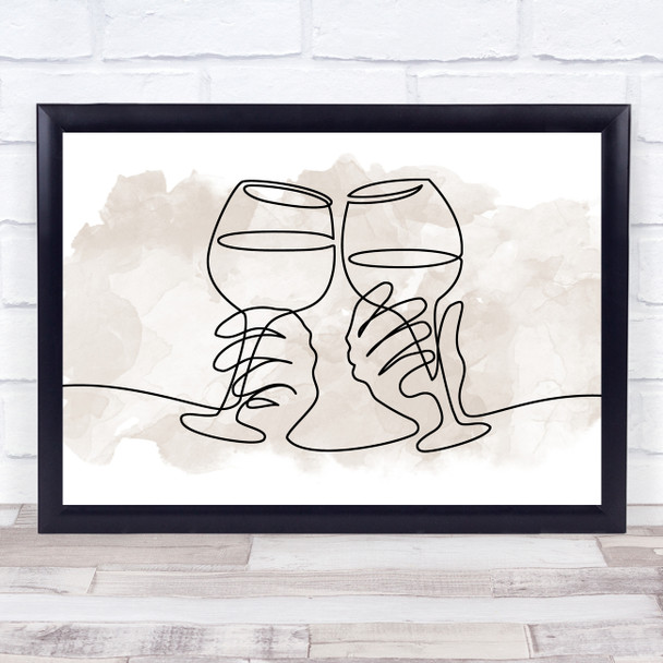 Watercolour Line Art Wine Glasses Decorative Wall Art Print