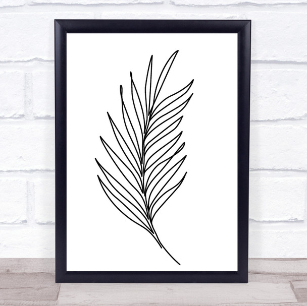 Black and White Line Art Fern Leaf Decorative Wall Art Print